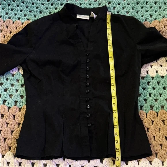 Worthington Stretch Black Button Down Shirt Blouse Women's Sz 6 - Picture 4 of 5